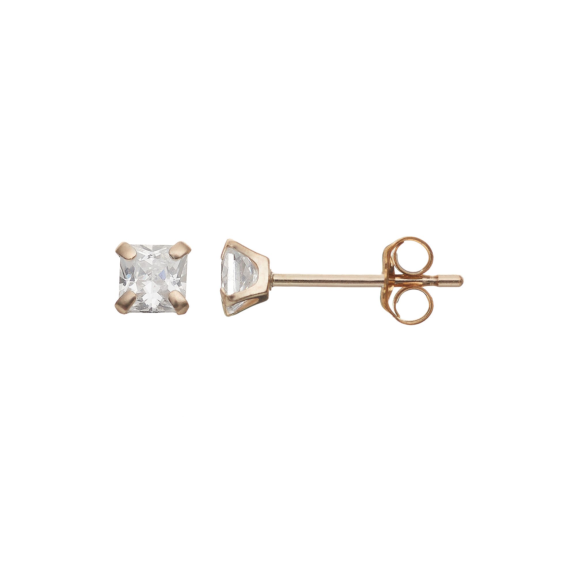 Taylor Grace Cubic Zirconia 10k Gold Stud Earrings, Womens