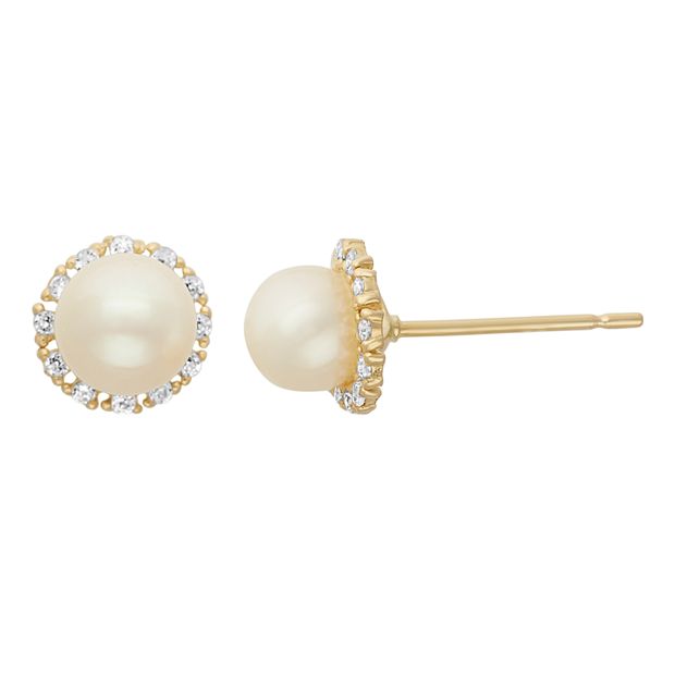 Children's Cultured Pearl Earrings 14K Yellow Gold