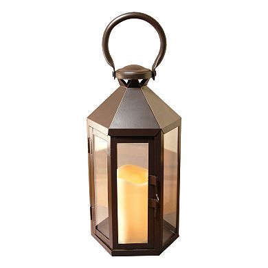 LumaBase Lantern & LED Flameless Candle 2-piece Set