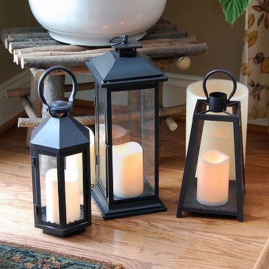 LumaBase Lantern & LED Flameless Candle 2-piece Set