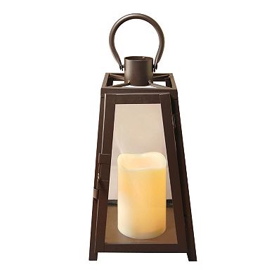 LumaBase Tapered Metal Lantern & LED Candle 2-piece Set