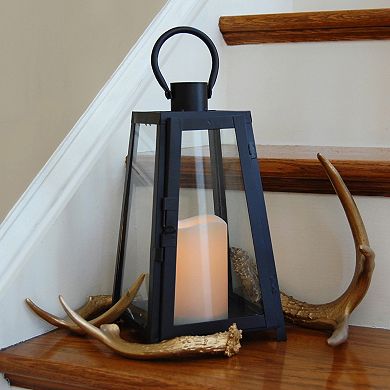 LumaBase Tapered Metal Lantern & LED Candle 2-piece Set