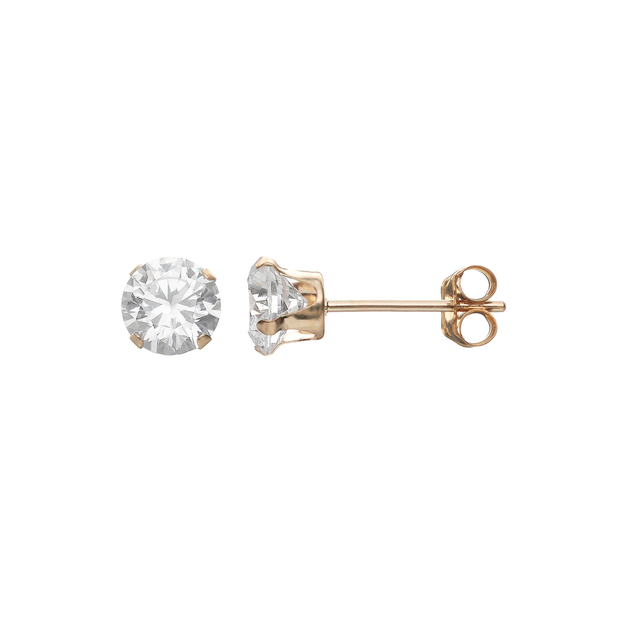 Taylor Grace Cubic Zirconia 10k Gold Stud Earrings, Womens