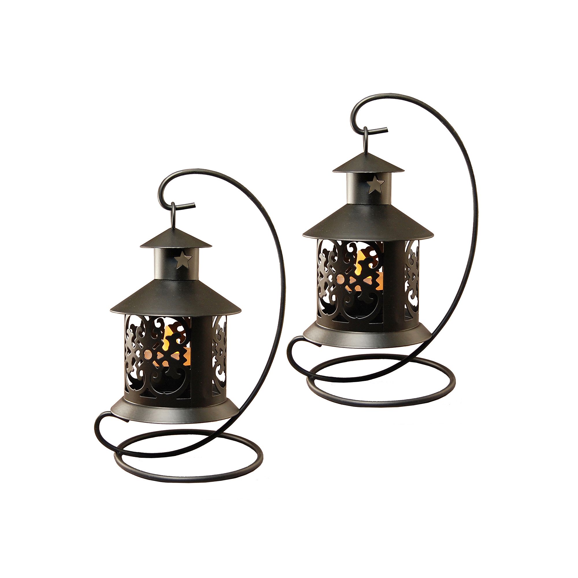 LumaBase 2-piece Tabletop Lantern Set, Black