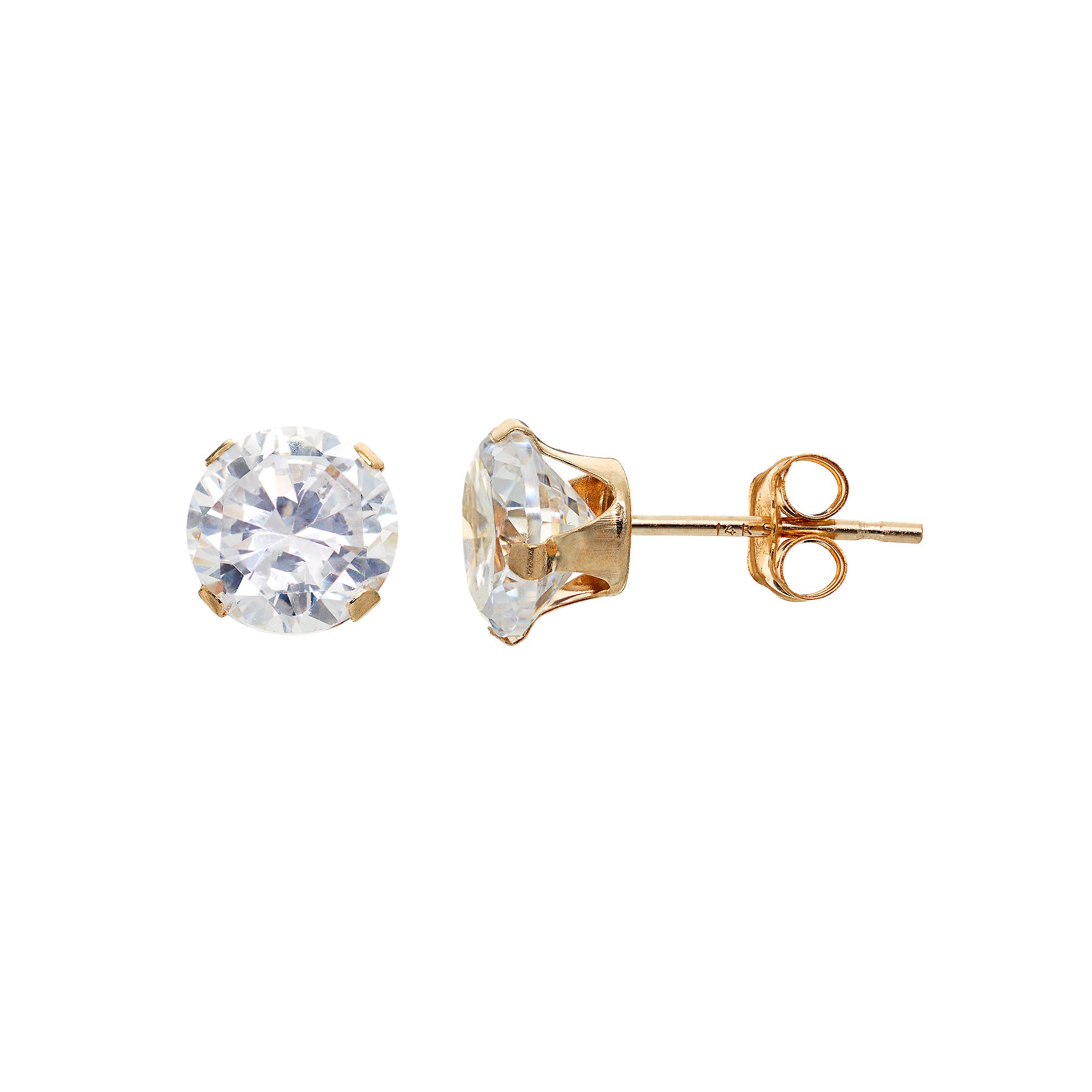 Taylor Grace Cubic Zirconia 10k Gold Stud Earrings, Womens