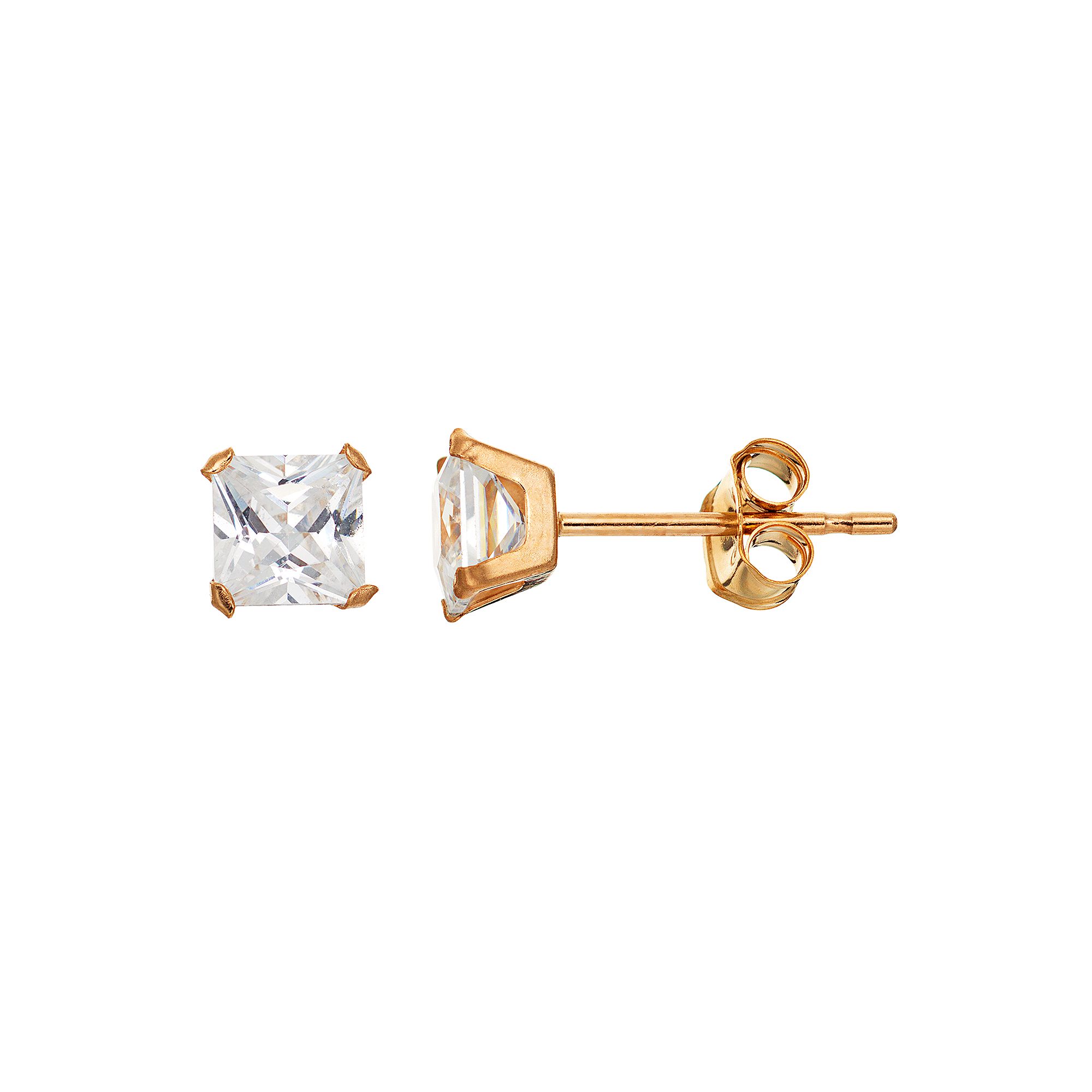 Taylor Grace Cubic Zirconia 10k Gold Stud Earrings, Womens