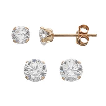 Taylor Grace Cubic Zirconia 10k Gold Stud Earring Set