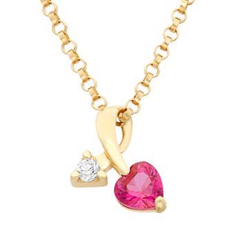 Junior Jewels Kids Cubic Zirconia 14k Gold Heart & Arrow Pendant Necklace