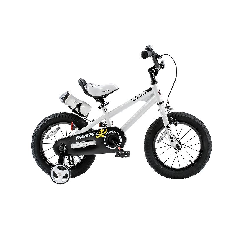 RoyalBaby Freestyle 12" White Kids Bike Boys and Girls Bike with Training wheels and Water Bottle