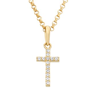 Junior Jewels Kids Cubic Zirconia 14k Gold Cross Pendant Necklace