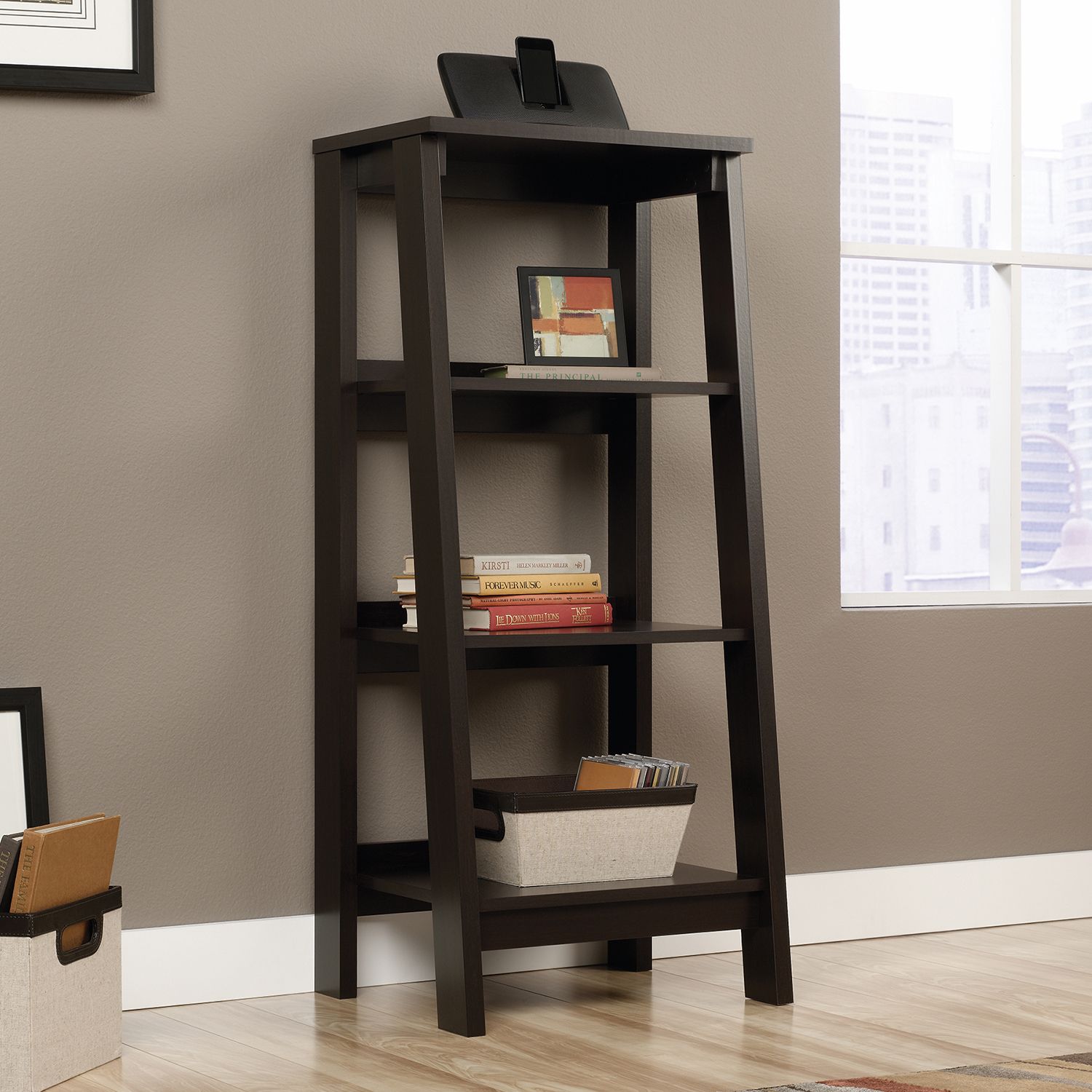 trestle 3 shelf bookcase white