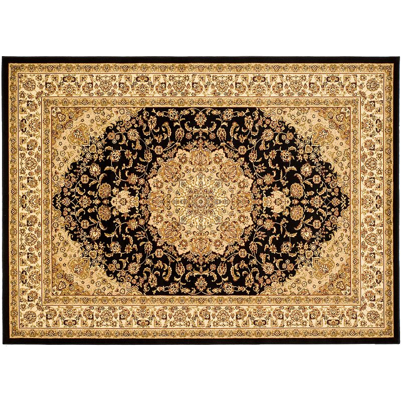 Safavieh Lyndhurst Framed Floral Medallion Rug, Black, 8Ft Rnd