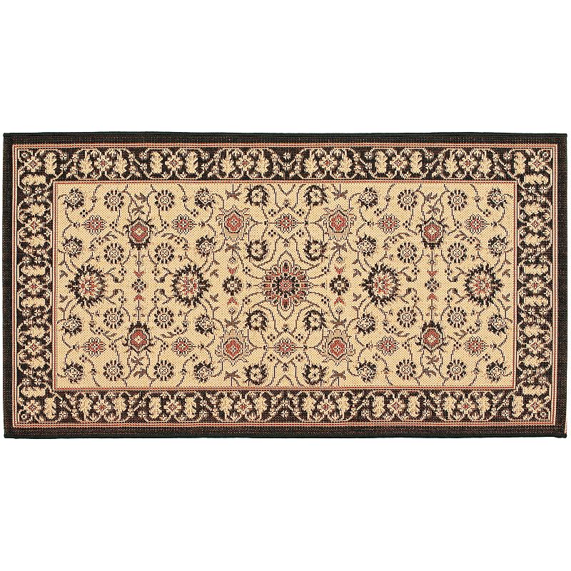 Safavieh Courtyard Oversized Floral Indoor Outdoor Rug, Black, 8X11 Ft