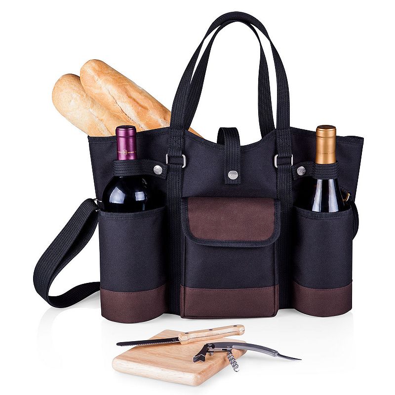 Picnic Time Wine Country 4-pc. Insulated Wine Tote Set, Black