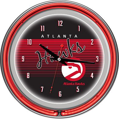 Atlanta Hawks Hardwood Classics Chrome Double-Ring Neon Wall Clock