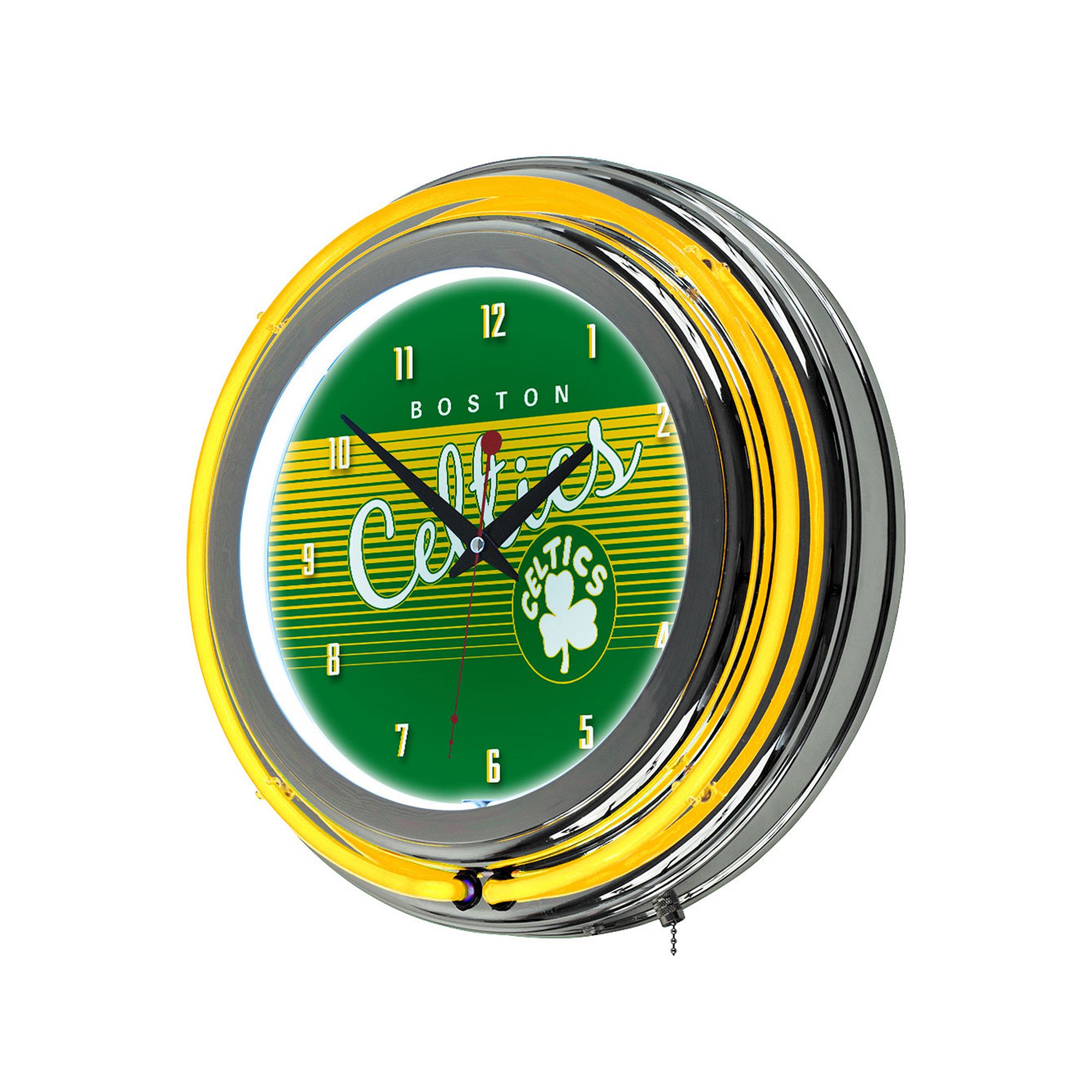 Boston Celtics Hardwood Classics Chrome Double-Ring Neon Wall Clock, Team