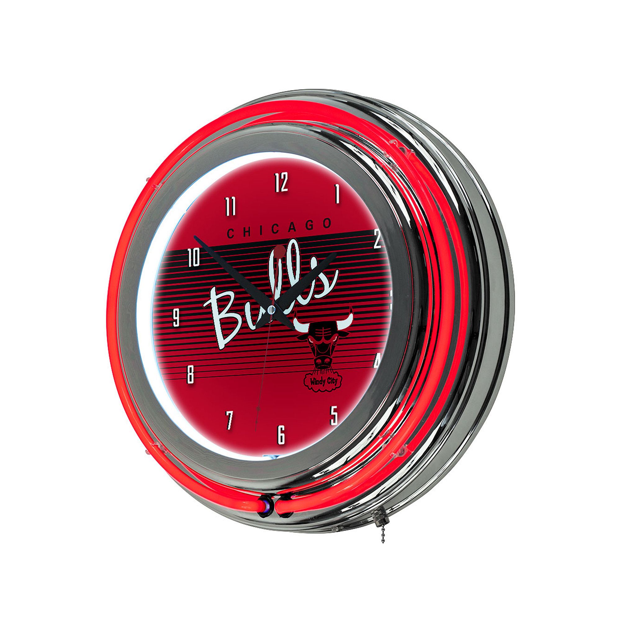 Chicago Bulls Hardwood Classics Chrome Double-Ring Neon Wall Clock, Team