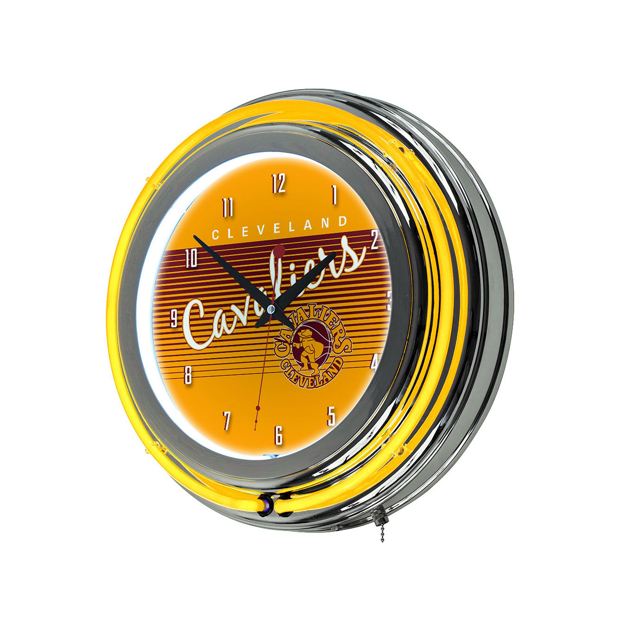 Cleveland Cavaliers Hardwood Classics Chrome Double-Ring Neon Wall Clock, T
