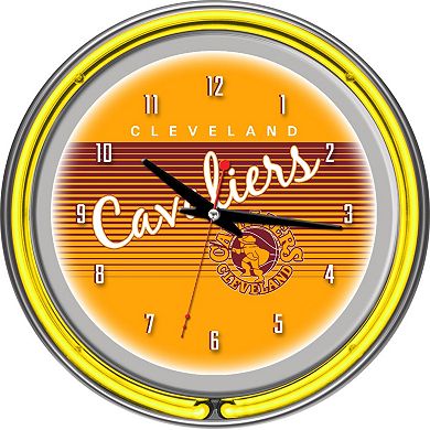 Cleveland Cavaliers Hardwood Classics Chrome Double-Ring Neon Wall Clock