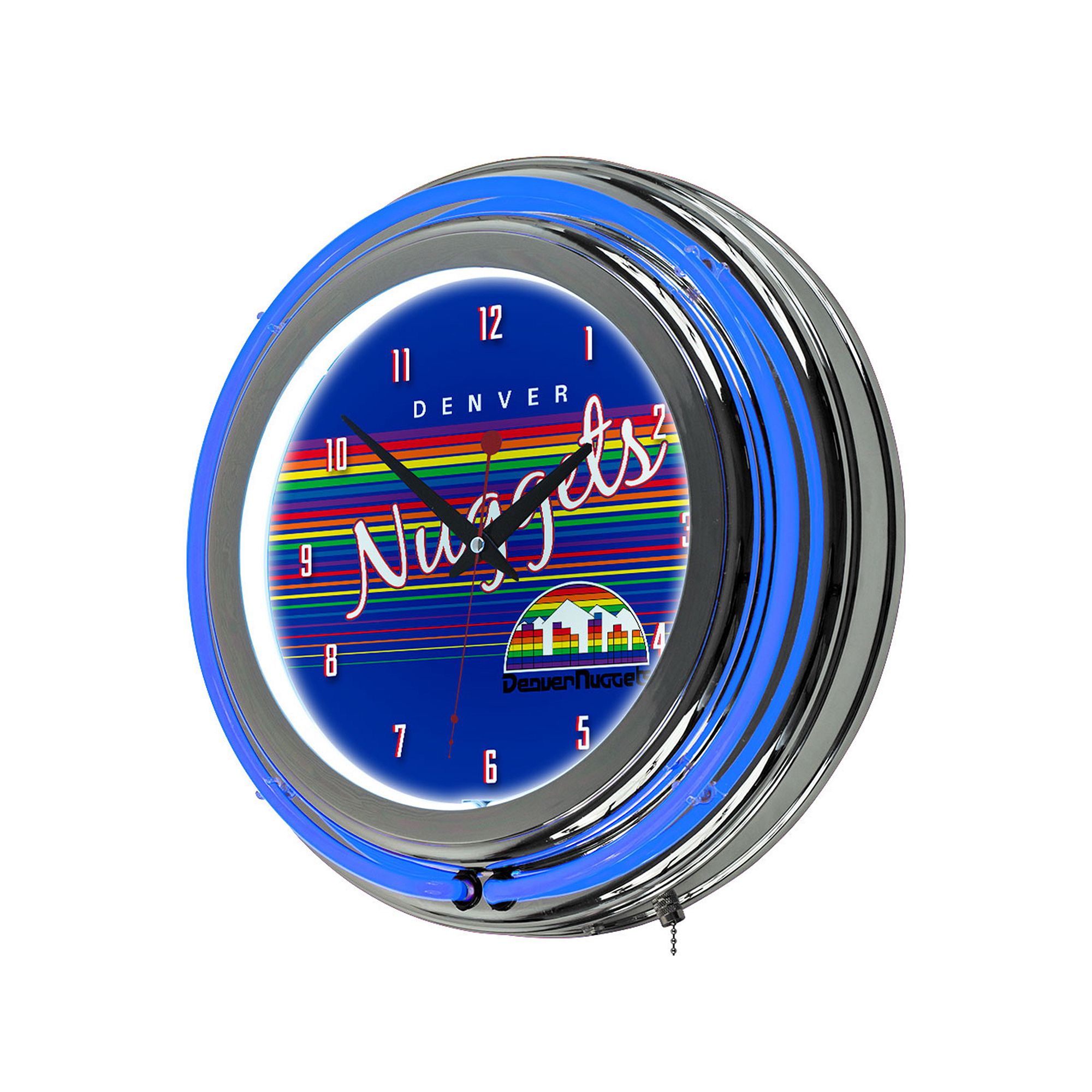 Denver Nuggets Hardwood Classics Chrome Double-Ring Neon Wall Clock, Nug Te
