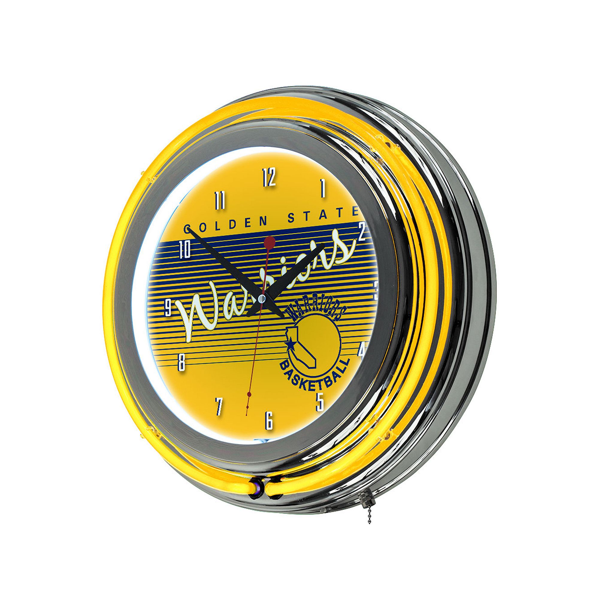 Golden State Warriors Hardwood Classics Chrome Double-Ring Neon Wall Clock,