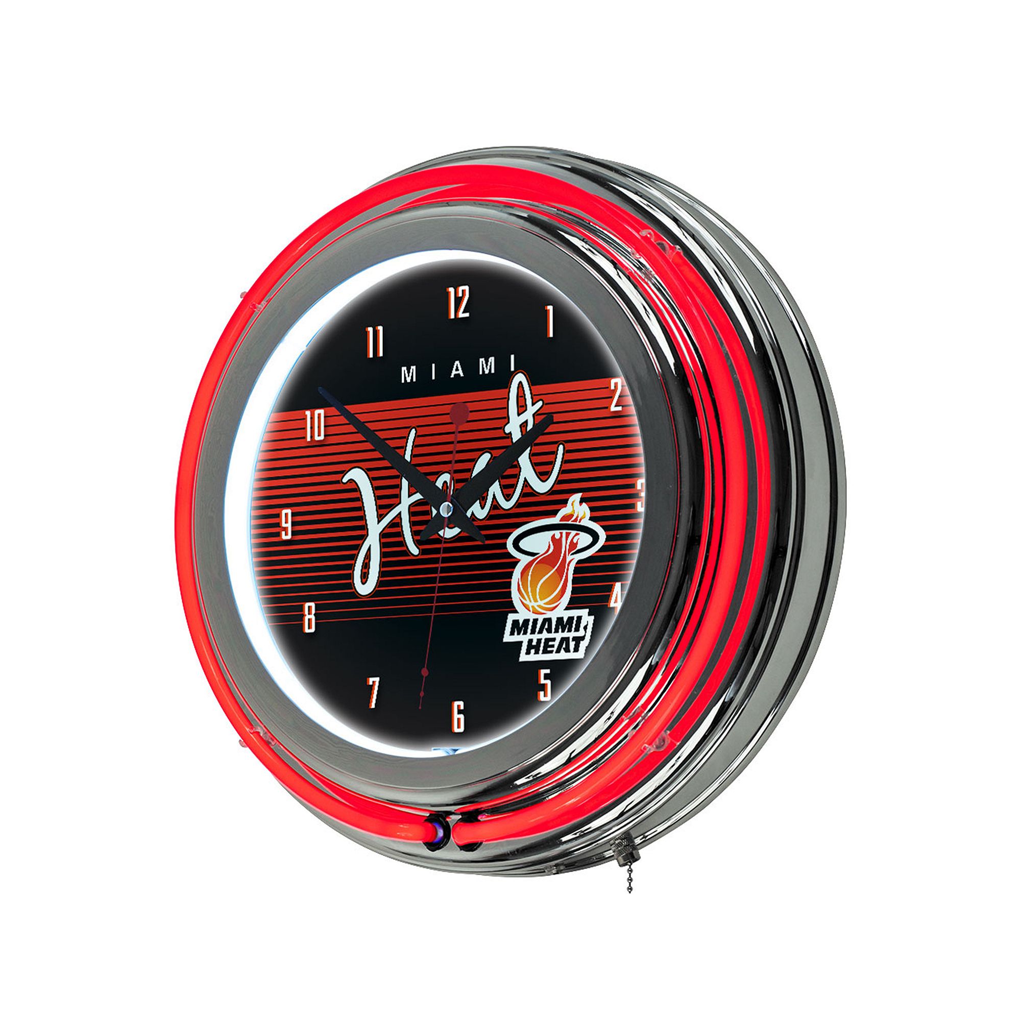 Miami Heat Hardwood Classics Chrome Double-Ring Neon Wall Clock, Team