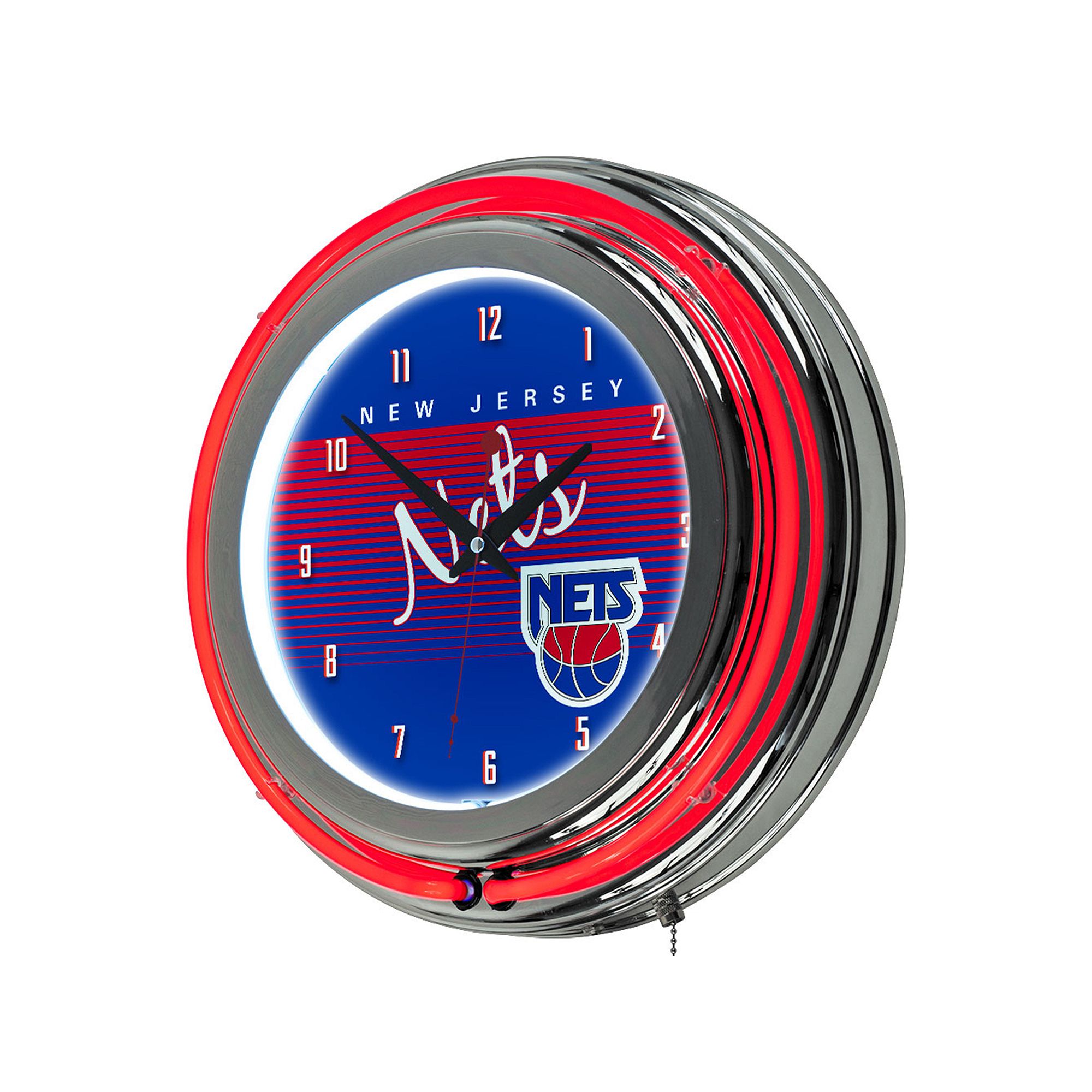 New Jersey Nets Hardwood Classics Chrome Double-Ring Neon Wall Clock, Team