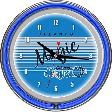 Orlando Magic Hardwood Classics Chrome Double-Ring Neon Wall Clock