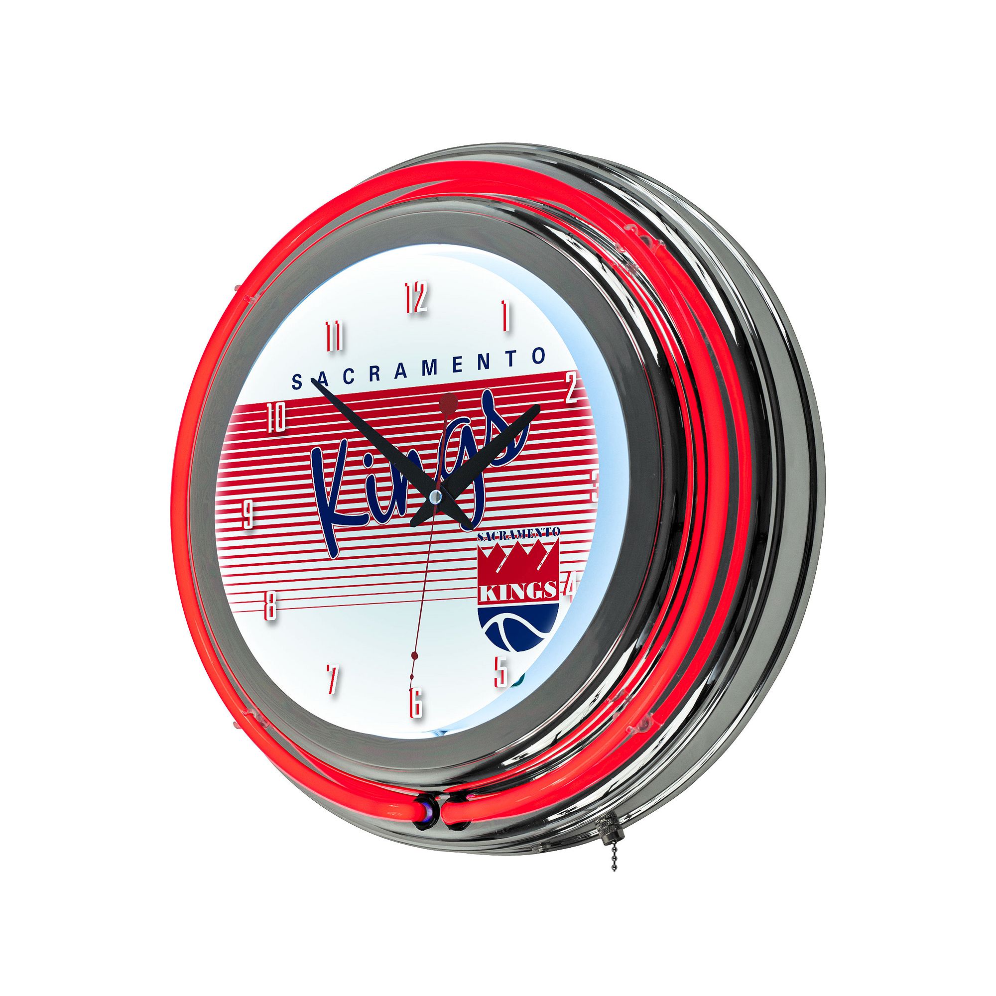 Sacramento Kings Hardwood Classics Chrome Double-Ring Neon Wall Clock, Kng 