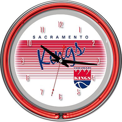 Sacramento Kings Hardwood Classics Chrome Double-Ring Neon Wall Clock