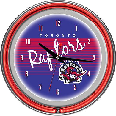 Toronto Raptors Hardwood Classics Chrome Double-Ring Neon Wall Clock