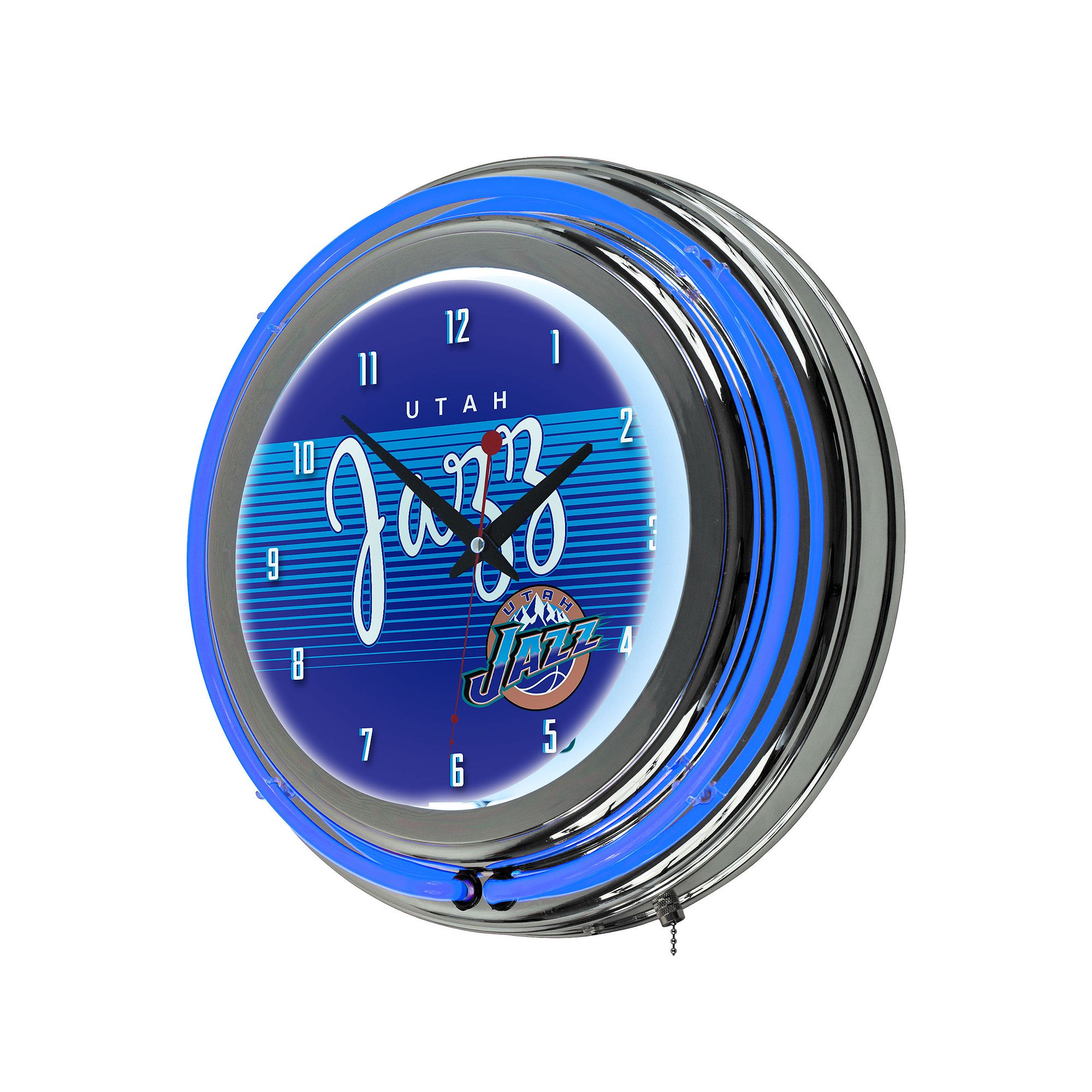 Utah Jazz Hardwood Classics Chrome Double-Ring Neon Wall Clock, Jaz Team
