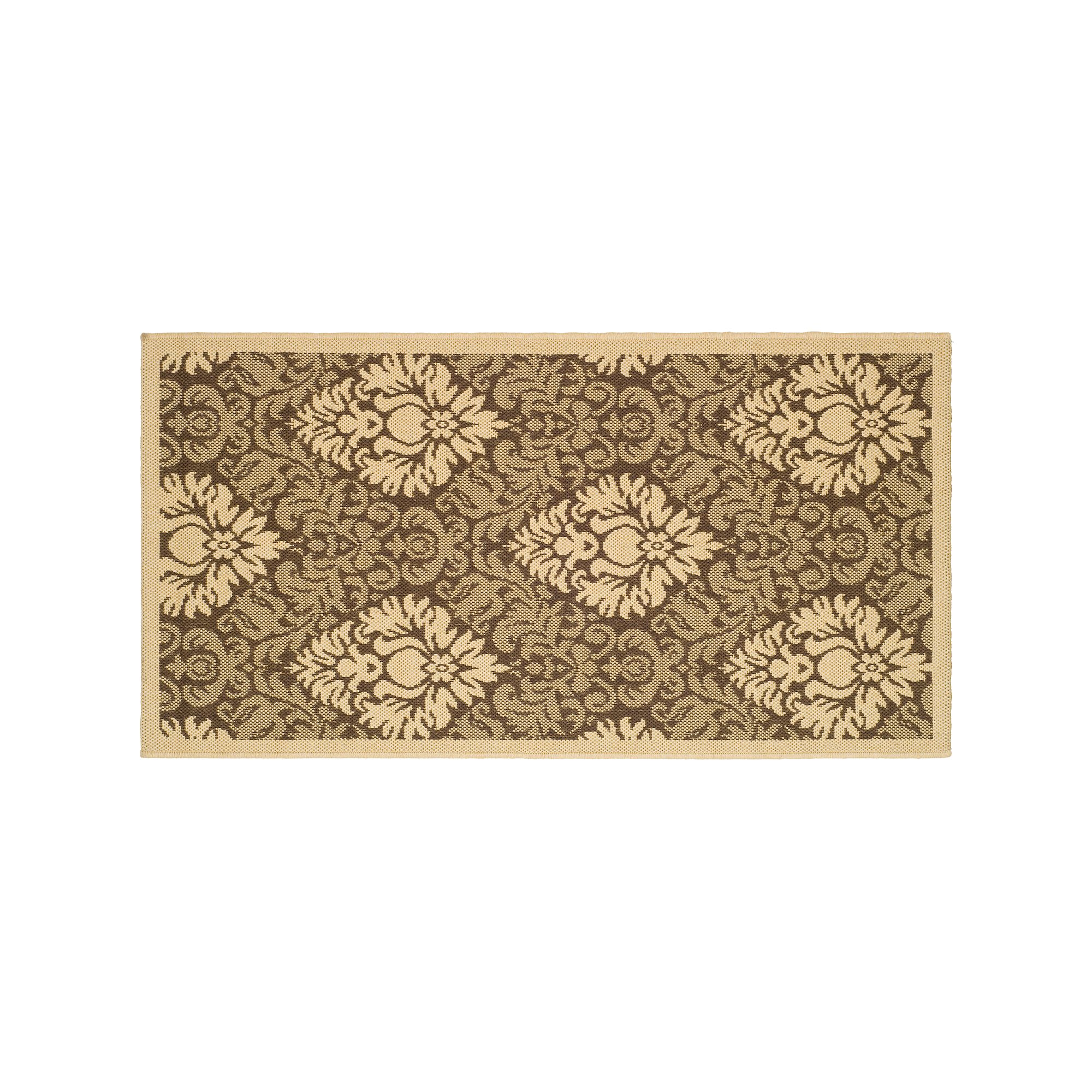 Safavieh Courtyard Damask Indoor Outdoor Rug, Brown Natural