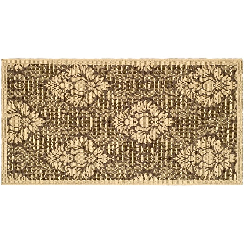 Safavieh Courtyard Damask Indoor Outdoor Rug, Brown, 8X11 Ft