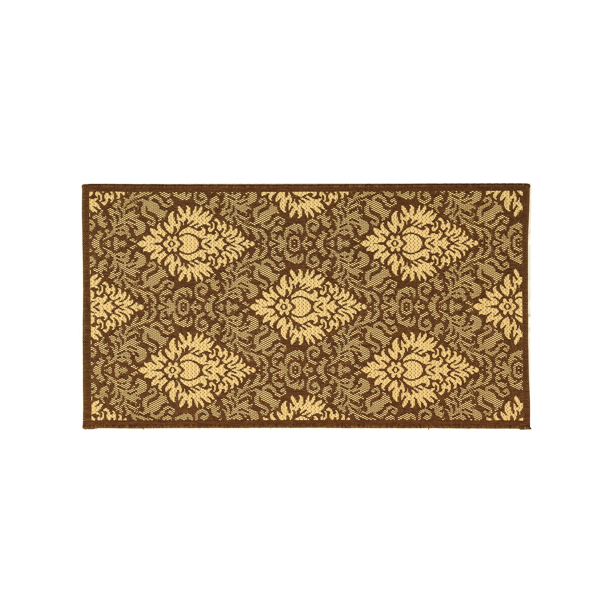 Safavieh Courtyard Damask Indoor Outdoor Rug, Brown Natural
