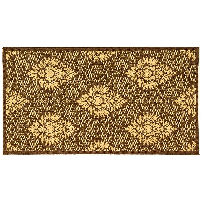 Safavieh Courtyard Damask Indoor Outdoor Rug, Multicolor, 6.5X9.5 Ft