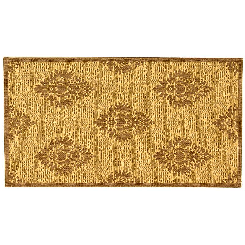 Safavieh Courtyard Damask Indoor Outdoor Rug, Beig/Green, 8X11 Ft