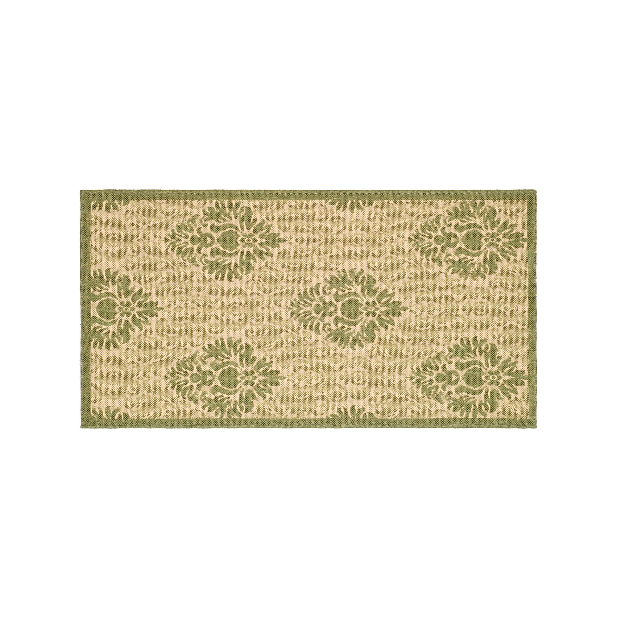 Safavieh Courtyard Damask Indoor Outdoor Rug, Natural Green