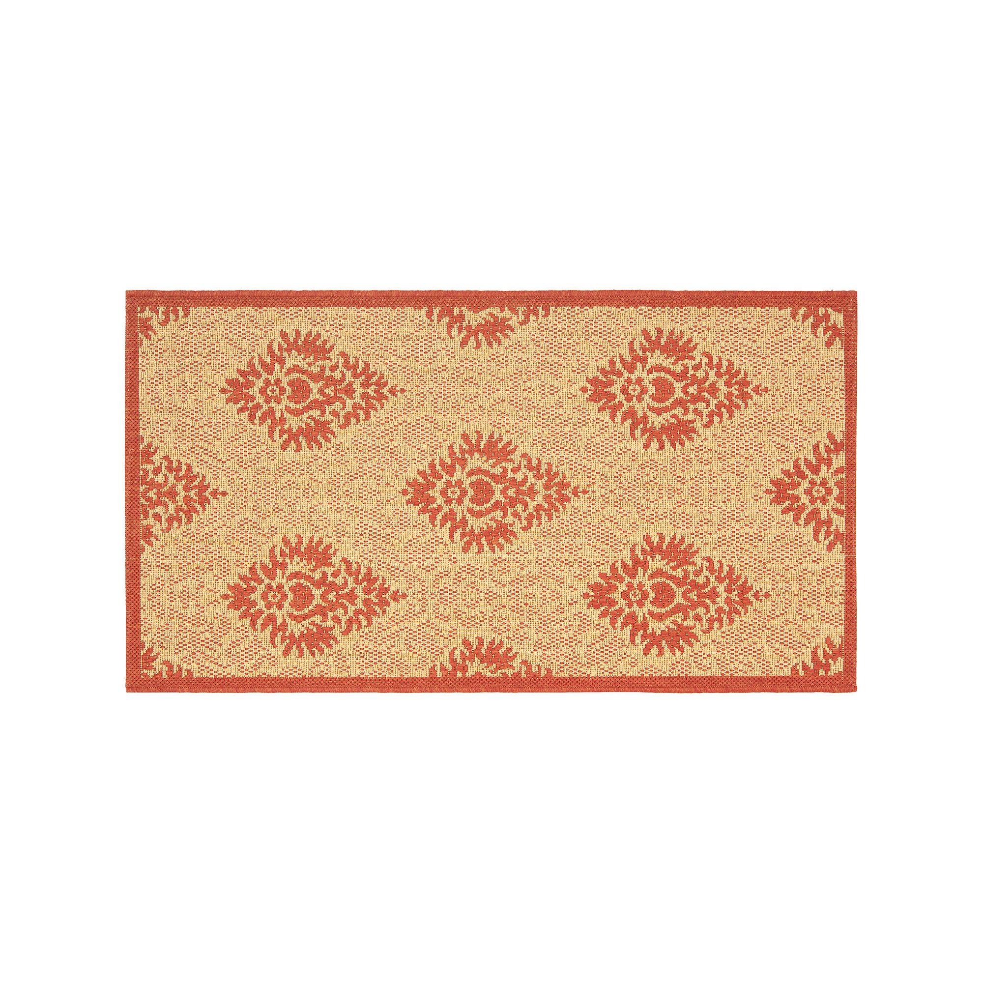 Safavieh Courtyard Damask Indoor Outdoor Rug, Natural Red