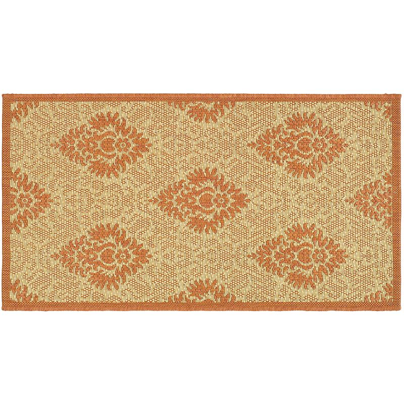 Safavieh Courtyard Damask Indoor Outdoor Rug, Multicolor, 6.5X9.5 Ft