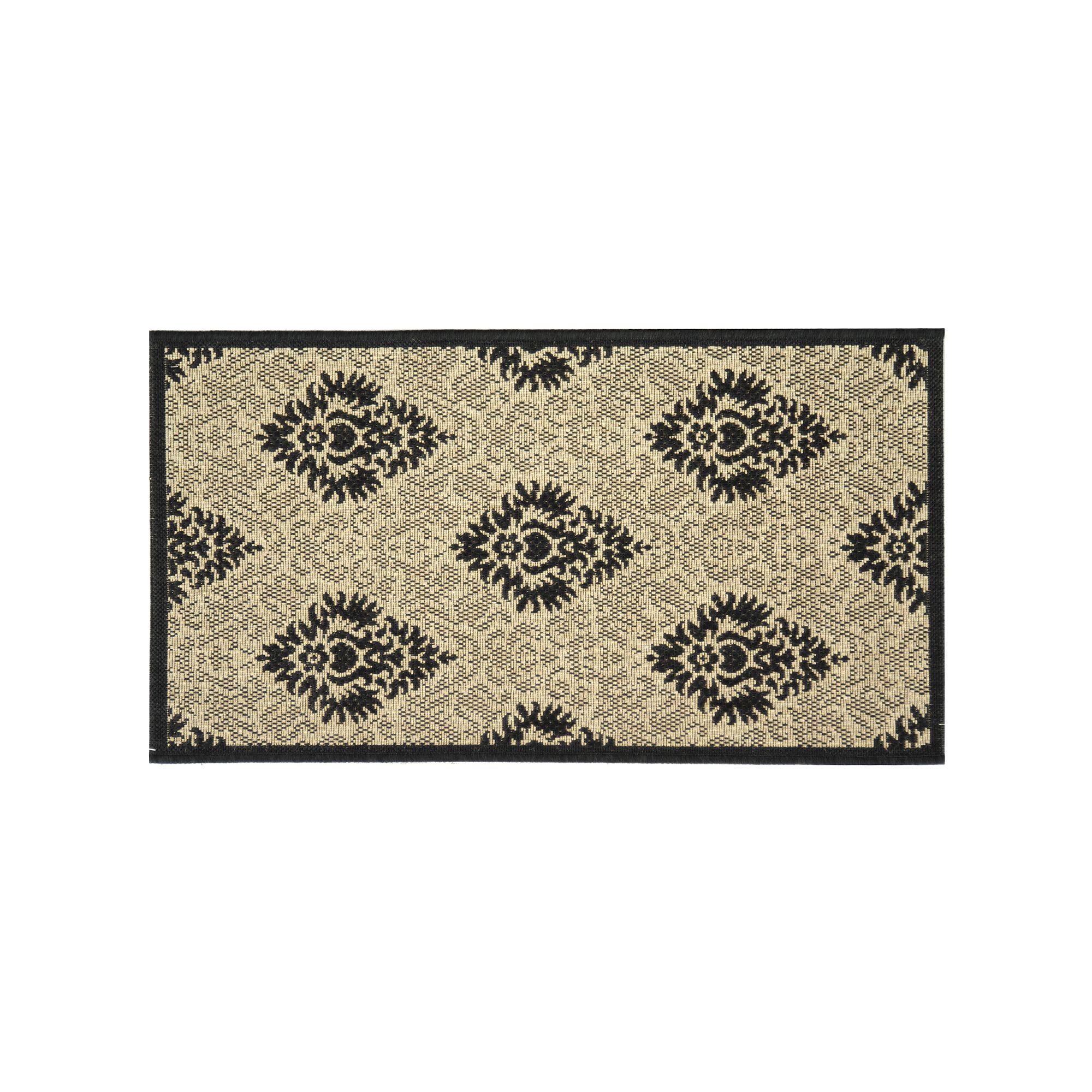 Safavieh Courtyard Damask Indoor Outdoor Rug, Sand Black