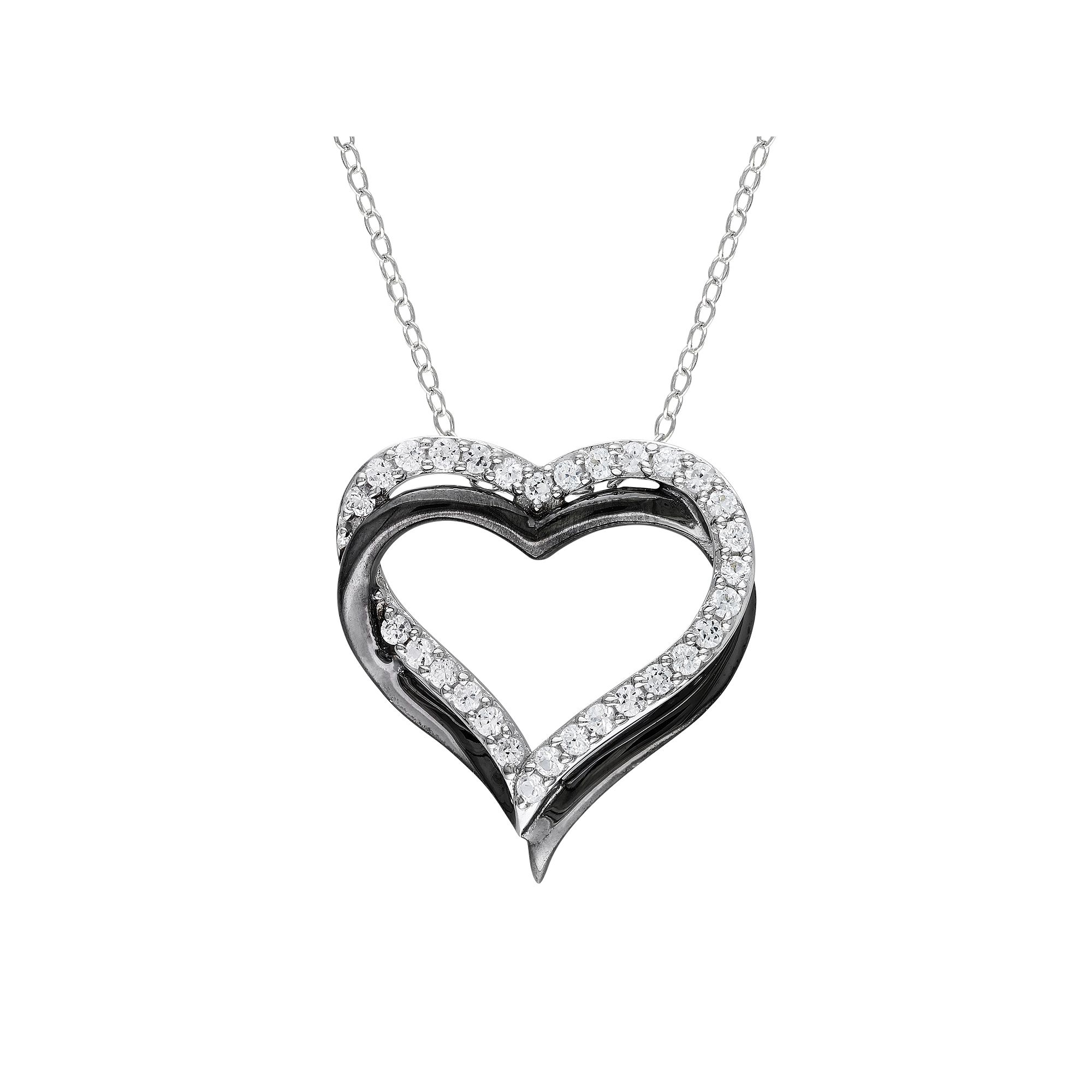 Stella Grace Lab-Created White Sapphire Sterling Silver Two Tone Double He