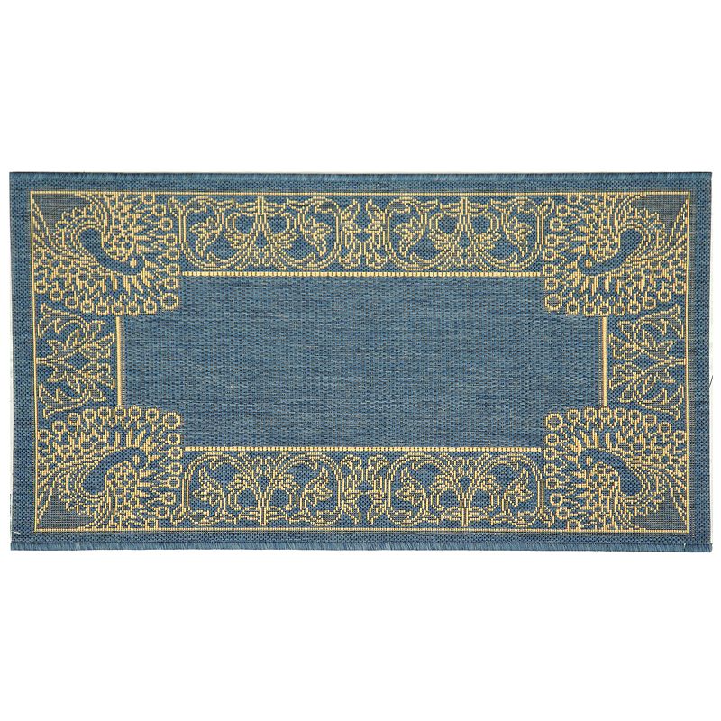 Safavieh Courtyard Peacock Indoor Outdoor Rug, Blue, 8Ft Sq