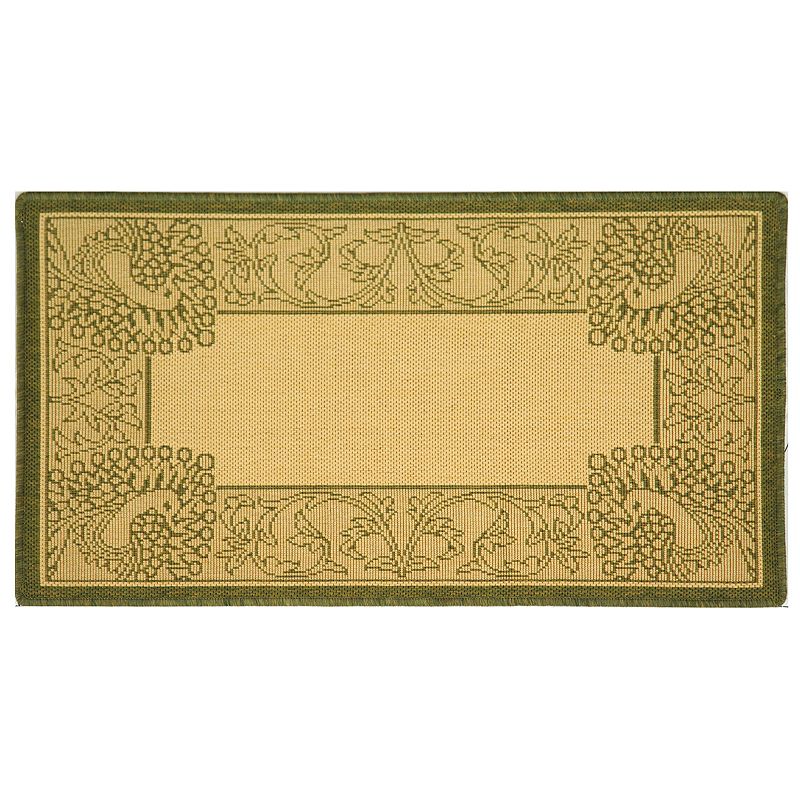 Safavieh Courtyard Peacock Indoor Outdoor Rug, Beig/Green, 8X11 Ft