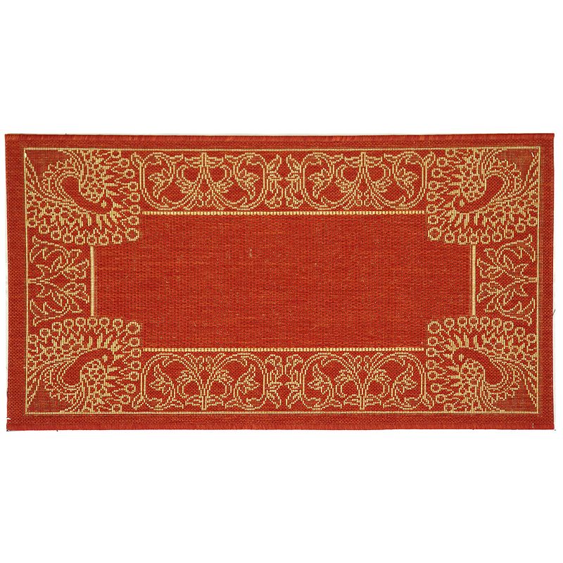 Safavieh Courtyard Peacock Indoor Outdoor Rug, Red, 6.5Ft Sq