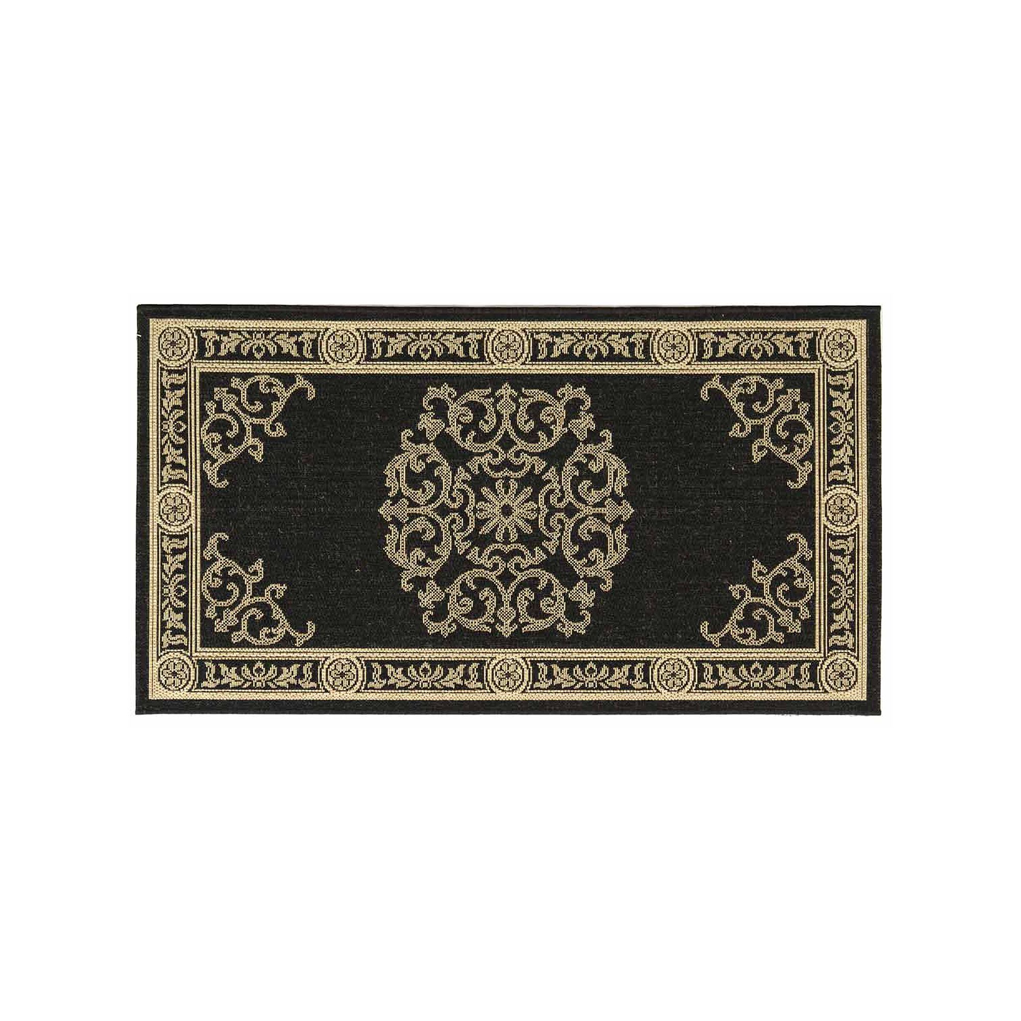 Safavieh Courtyard Medallion Indoor Outdoor Rug, Black Sand