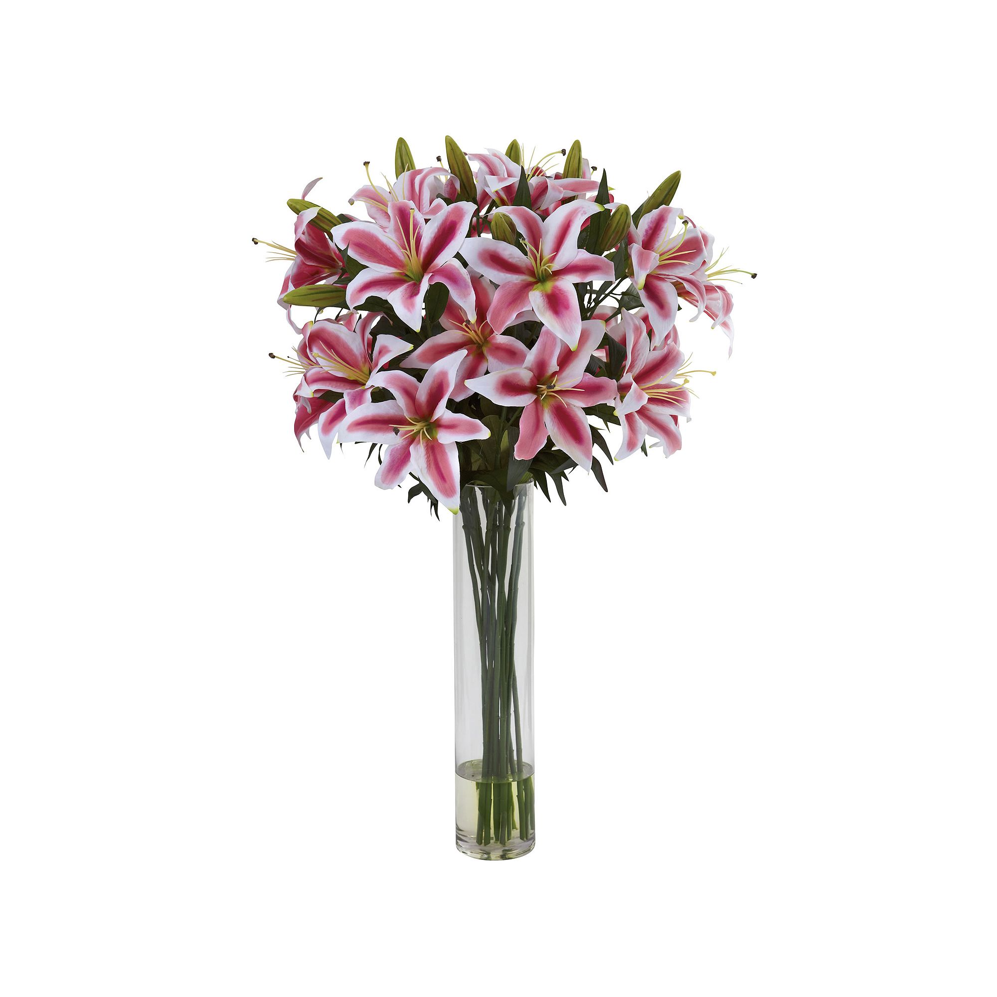 nearly natural Rubrum Lily Large Cylinder Arrangement, Pink