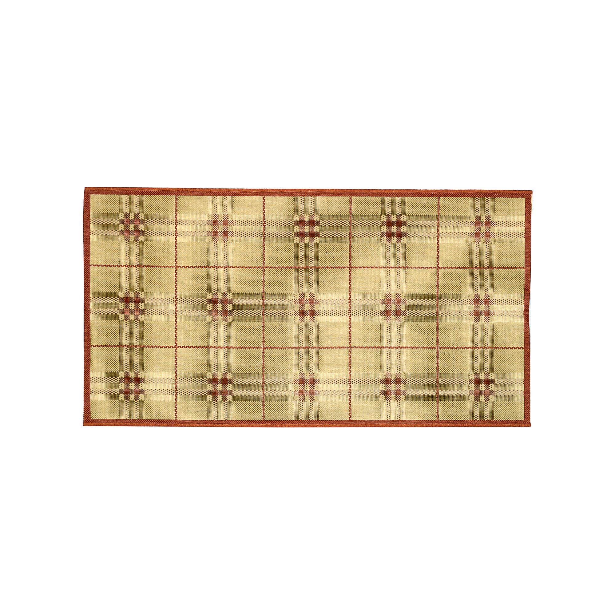Safavieh Courtyard Plaid Indoor Outdoor Rug, Natural Terracotta