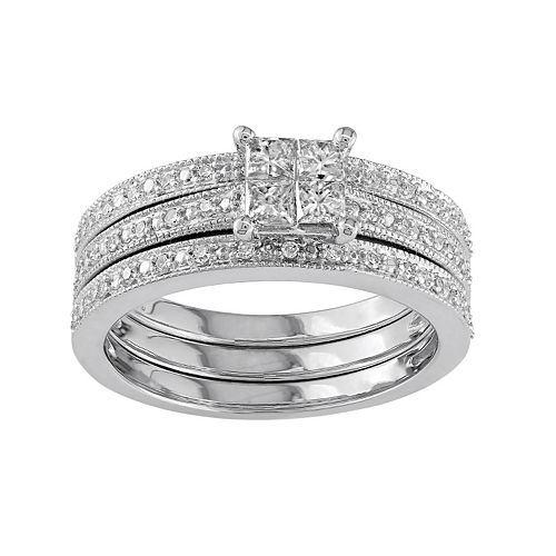 Stella Grace Diamond Engagement Ring Set in 10k White Gold (3/8 Carat T.W.)