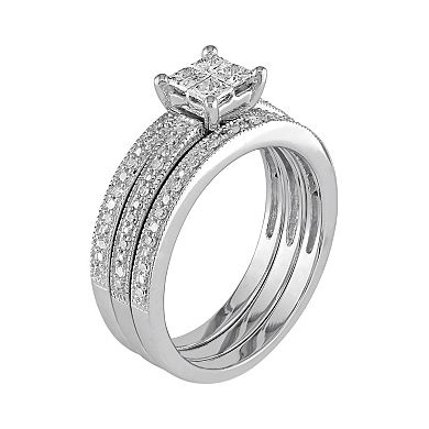 Stella Grace Diamond Engagement Ring Set in 10k White Gold (3/8 Carat T.W.)